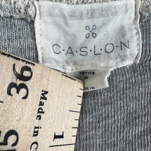 Caslon Sweater Women Crochet Cardigan Long Sleeve Open Gray Size Petite Medium - Picture 3 of 7